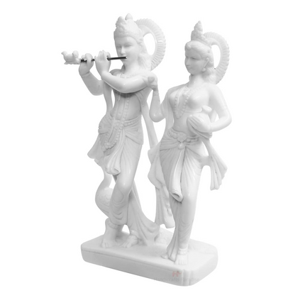 Handicrafts Paradise Marble Carved in Radha Krishan Figurine