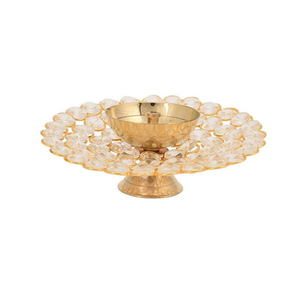 Craftvatika Gold-Toned Crystal Akhand Diya Oil Puja Lamp