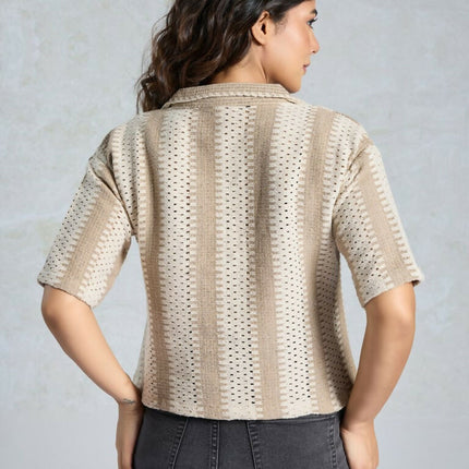 Grey Knited Wevon Designer Shirt - Hiral Fashion