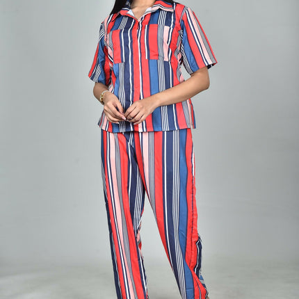 Morchari Digital Print Semi Muslin Co-Ord Set Top & Trouser-Multicolor