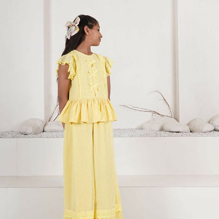 LH Luxury Fashion Elise Floral Co-Ord Set – Pastel Yellow Outfit for Girls