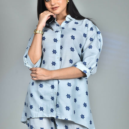 Morchari Digital Print Semi Muslin Co-Ord Set Top & Trouser-Multicolor