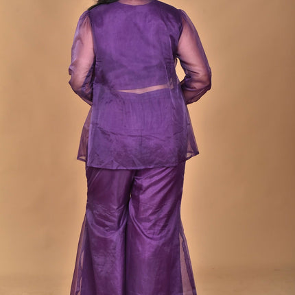 Morchari Women Hand Embroidery Crop Top-Purple