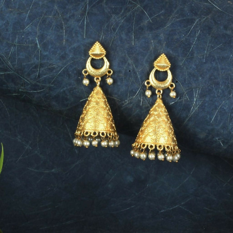 Joban Fashion Women Matte Gold Brass Jhumka