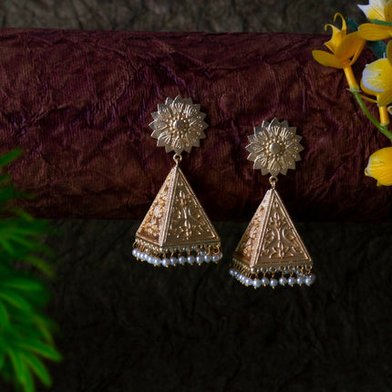 Joban Fashion Women Matte Gold Brass Earrings