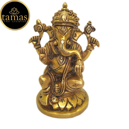 Tamas Brass Lord Ganesha Idol for Home & Office Temple (Golden)