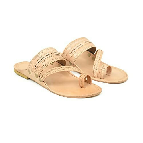 Stepsoft Men Natural Leather Kolhapuri Chappals – Ethnic Footwear For Festive Wear