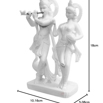 Handicrafts Paradise Marble Carved in Radha Krishan Figurine