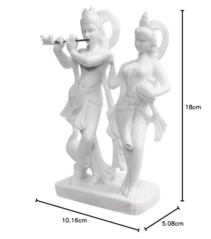 Handicrafts Paradise Marble Carved in Radha Krishan Figurine