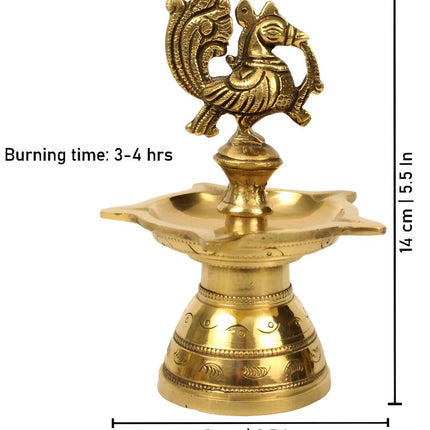 Spillbox Gold-Toned Brass Annam Five Face Diya Pooja Essential