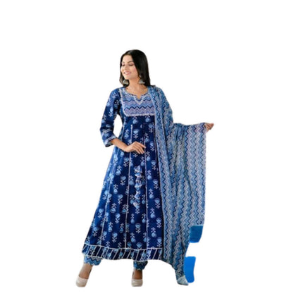 Shehnaai Blue Anarkali Kurta With Straight Pants