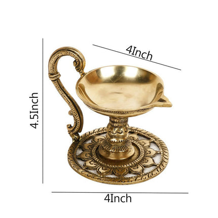 CraftVatika Gold-Toned Handmade Oil Lamp Showpiece