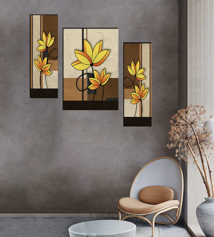Tehzeeb Creations Set Of 3 Digital Wall Painting