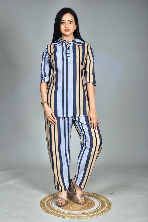 Morchari Digital Print Semi Muslin Co-Ord Set Top & Trouser-Multicolor