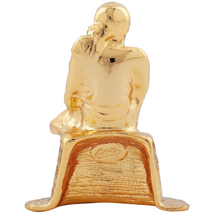 Estele Gold-Polished Divine Sirdi Sai Baba Idol with Sitting Position for Pooja/Gifts/Car decor