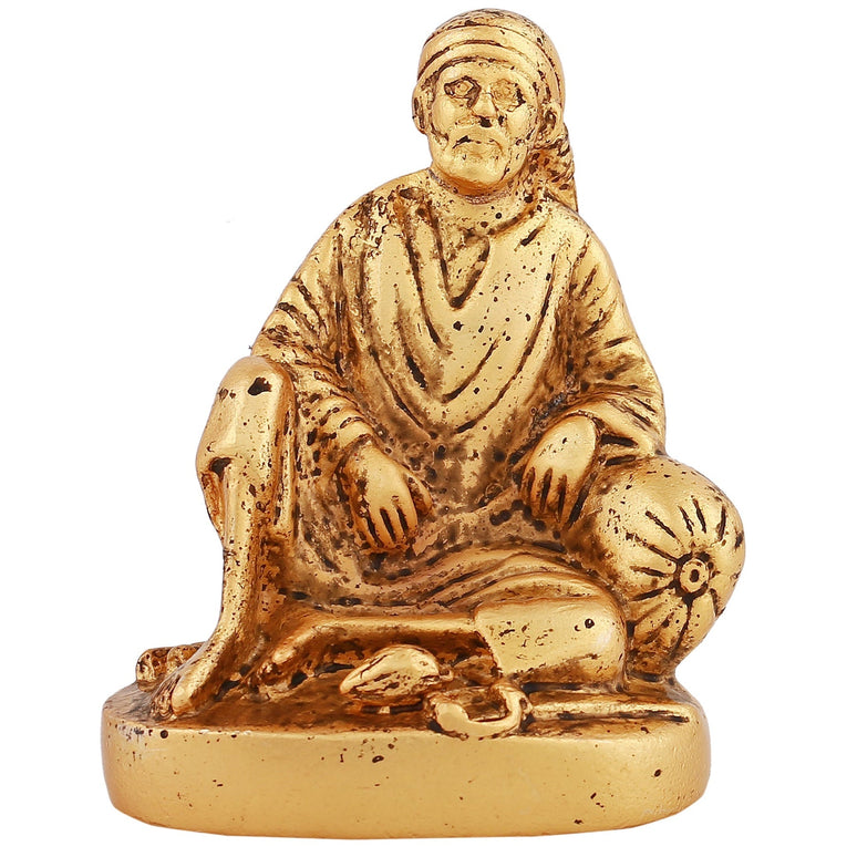 Estele God-Plated Sirdi Wale Sai Baba Idol for Home/Car decor
