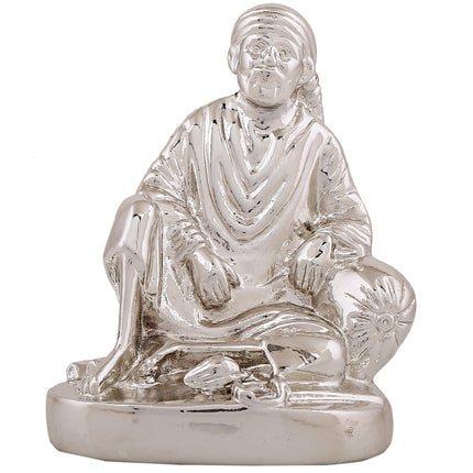 Estele Rhodium Plated Sirdi Wale Sai Baba Idol for Home/Car decor