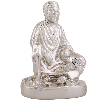 Estele Rhodium Plated Sirdi Wale Sai Baba Idol for Home/Car decor