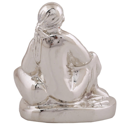 Estele Rhodium Plated Sirdi Wale Sai Baba Idol for Home/Car decor