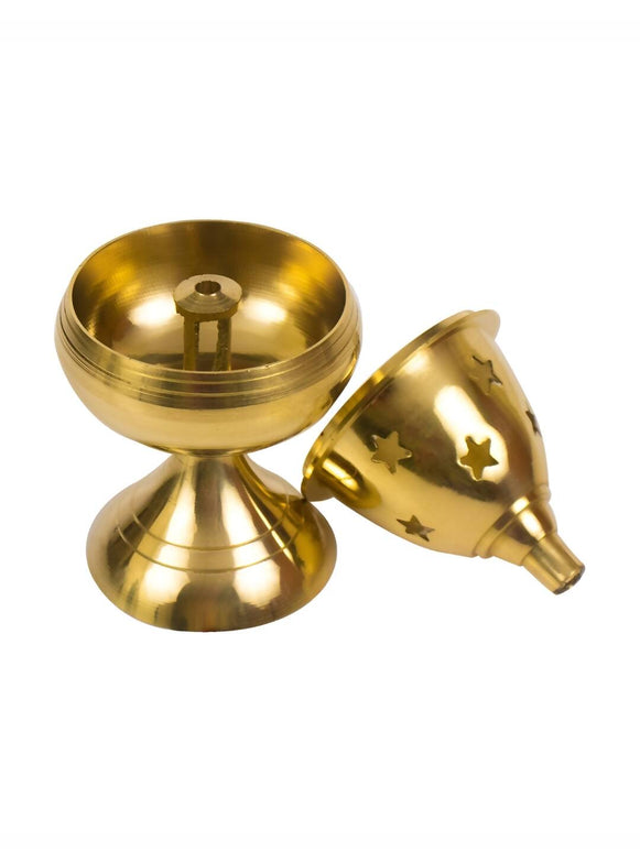 Spillbox Gold-Toned Brass Akhand Diya With Stand Pooja Essential