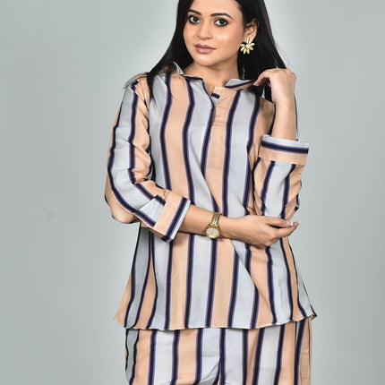 Morchari Digital Print Semi Muslin Co-Ord Set Top & Trouser-Multicolor