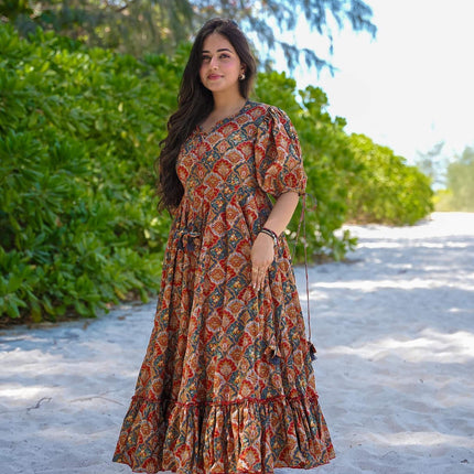 Sonakshi Women's Multycolor Rayon Digital Print Full Round Flair Anarkali Gown Set