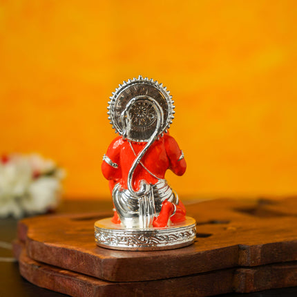 Sri Rudra Hanuman Silver Plated Orange 3 Inch SR03193