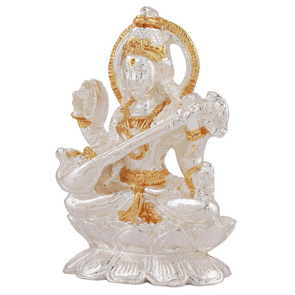 Estele Gold-Polished Goddess of Knowledge Sarasavti Ma Idol for Pooja & Car decor