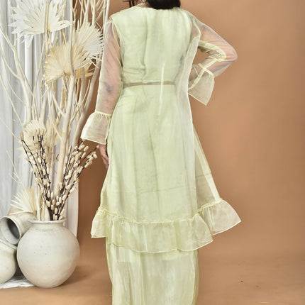 Morchari Women Hand Embroidery Crop Top-Light Green