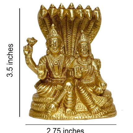 P.J.Handicrafts Brass Metal Statue Of Vishnu Ji With Laxmi