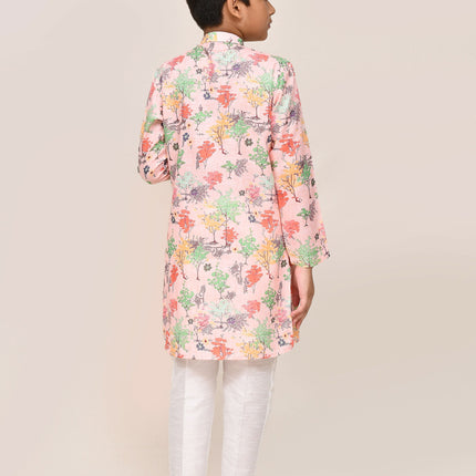 Joban Fashion Cotton Peach Kurta With Straight Fit Pant