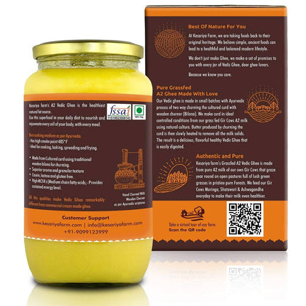 Vedic Ghee Premium A2 Gir Cow Cultured Ghee from Kesariya Farm Indian Gir Cow Ghee, Pure A2 Ghee, Natural & Healthy