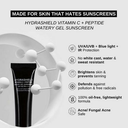The Formularx Hydrashield Vitamin C + Peptide Sunscreen Spf 50 Pa++++ For Oily, Acne Prone Skin