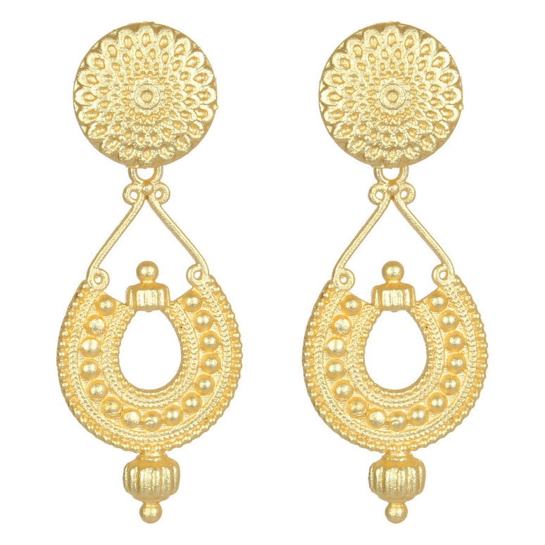 Joban Fashion Women Matte Gold Brass Earrings