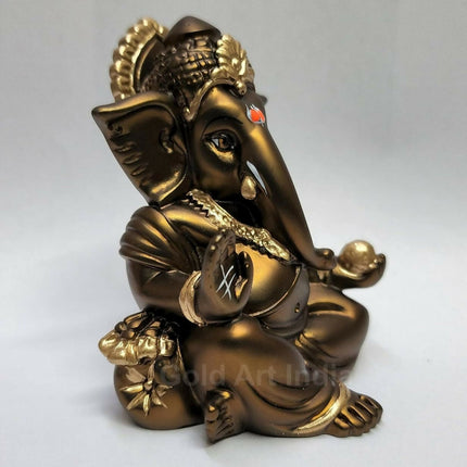 Gold Art India Gaddi Ganesh Idol For Car Dashboard