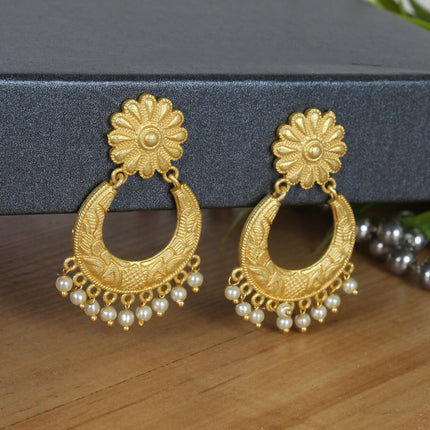 Joban Fashion Women Matte Gold Brass Earrings