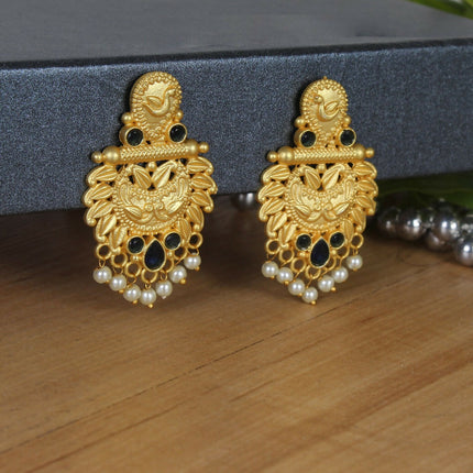 Joban Fashion Women Matte Gold Brass Earrings