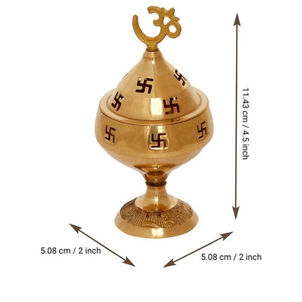 eCraftIndia Gold-Toned Om and Swastik Brass Diya