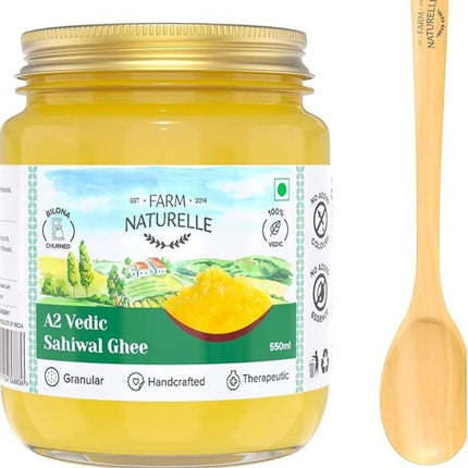 Farm Naturelle A2 Vedic Sahiwal Ghee - Desi Cow Ghee | Natural, Healthy, and Pure | Cultured Cow Ghee