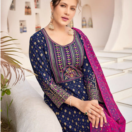 Aastha Fashion Navy Blue Rayon Party Wear Designer Gown Collection