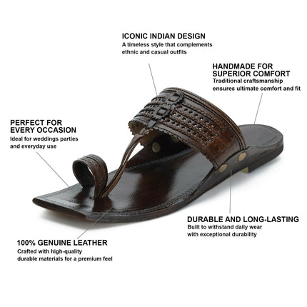 Stepsoft Men'S Designer Kolhapuri Chappal | Brown Handcrafted Ethnic Leather Footwear