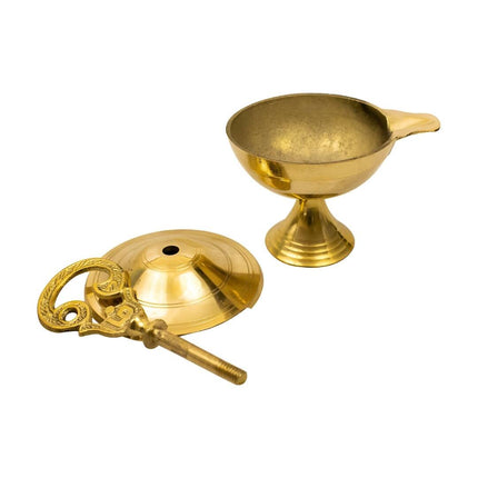 Spillbox Gold-Toned Brass Om Closed Diya Pooja Essential