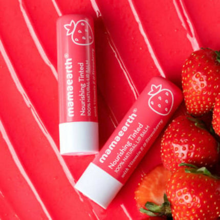 Mamaearth Nourishing Tinted 100% Natural Lip Balm With Vitamin E & Strawberry