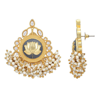 Joban Fashion Women Lotus Style Matte Gold Earrings