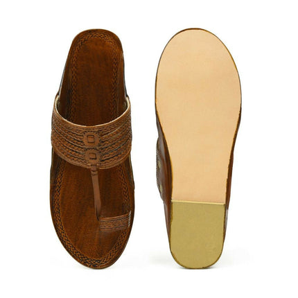 Stepsoft Men'S Brown Kolhapuri Chappal | Handcrafted Leather Slip-On Ethnic Footwear