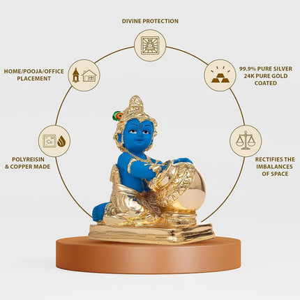 Idolkart Pure 999 Gold Coated Lord Krishna Idol