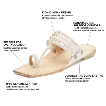 Stepsoft Men'S Off-White Kolhapuri Chappal | Handcrafted Ethnic Leather Wedding Footwear