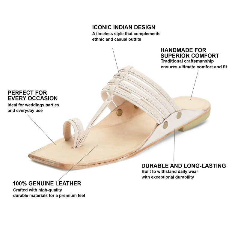 Stepsoft Men'S Off-White Kolhapuri Chappal | Handcrafted Ethnic Leather Wedding Footwear