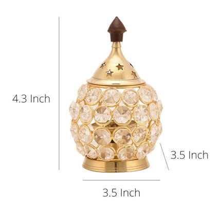 Craftvatika Gold Toned Brass Decorative Akhand Diya Oil Lamp