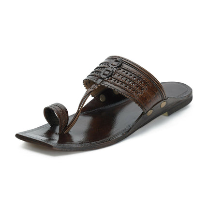 Stepsoft Men'S Designer Kolhapuri Chappal | Brown Handcrafted Ethnic Leather Footwear